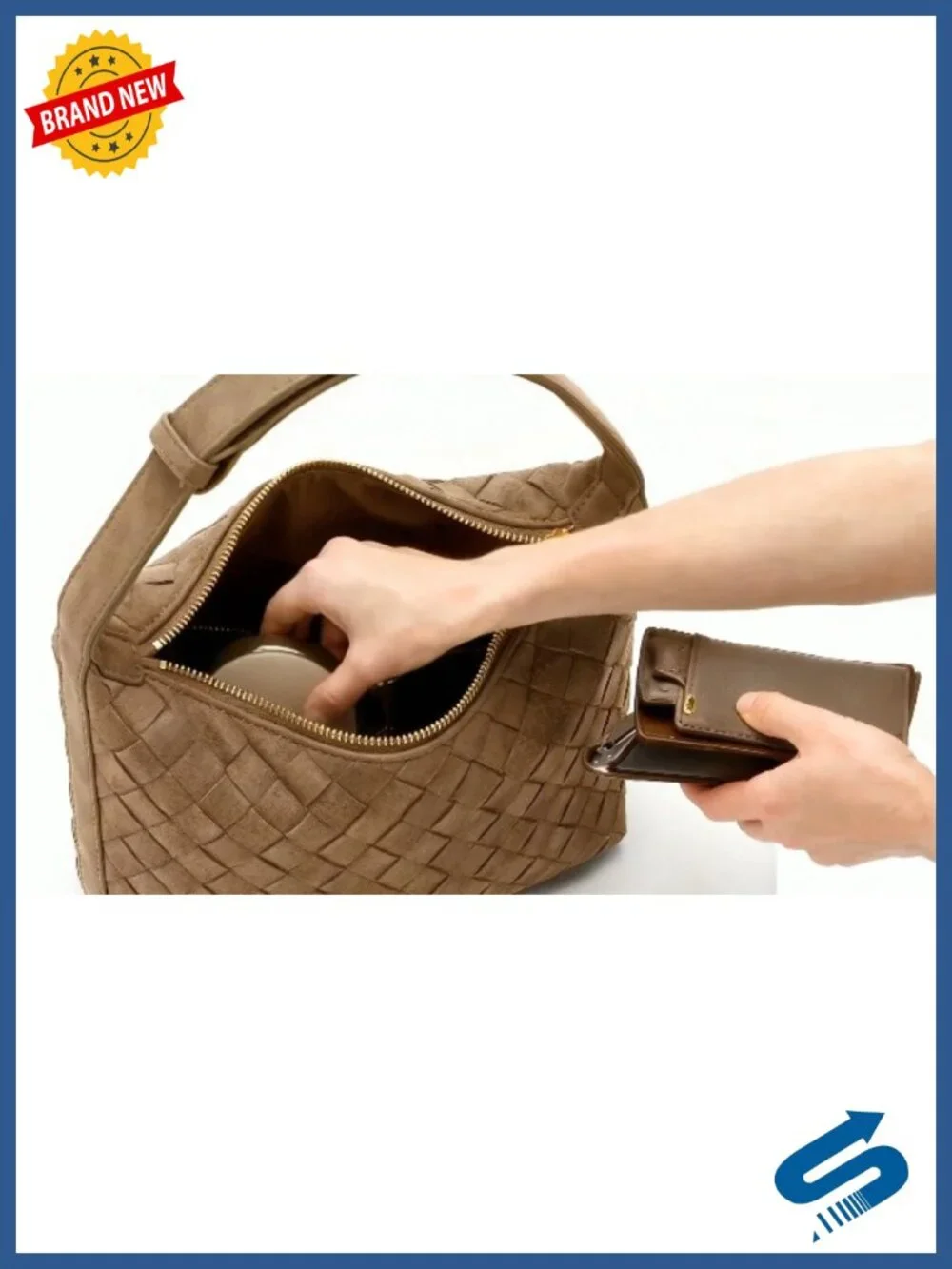 Handwoven Faux Suede Hobo Bag with Adjustable Strap